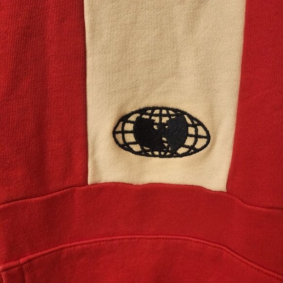 90s Wu-Wear WuTang Red White Blue Color Block Sweatshirt Hoodie Mens Medium - Picture 3 of 8